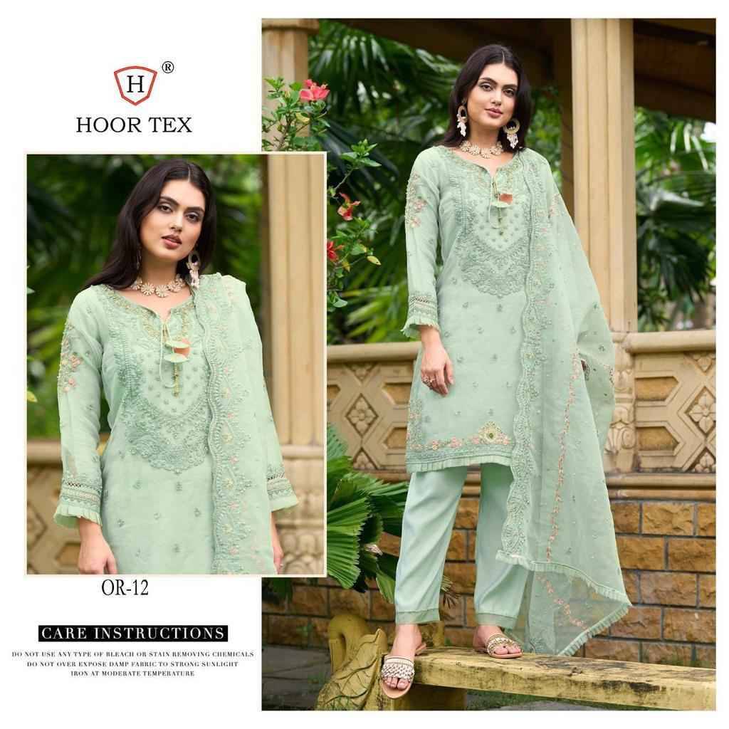 Hoor Tex Hit Design OR-12 By Hoor Tex Beautiful Pakistani Suits Stylish Colorful Fancy Casual Wear & Ethnic Wear Heavy Organza Embroidered Dresses At Wholesale Price