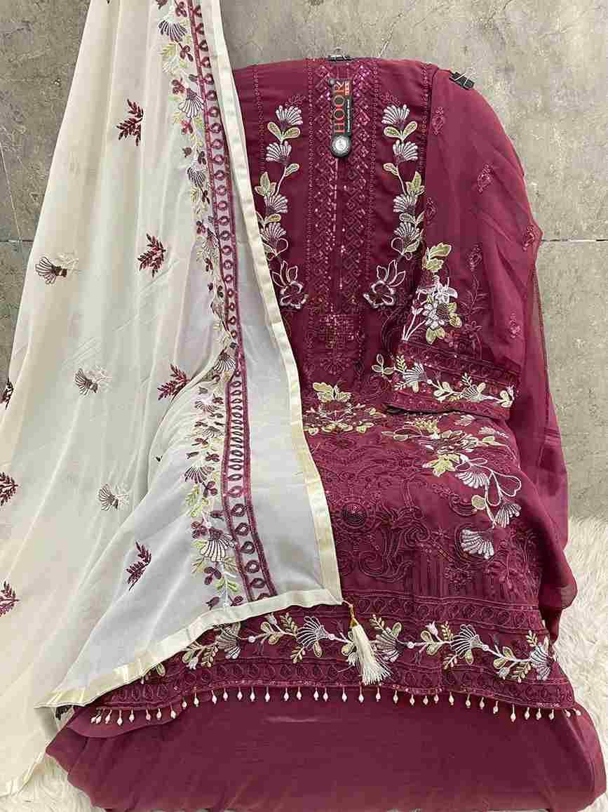 Hoor Tex Hit Design H-252 Colours By Hoor Tex H-252-A To H-252-F Series Beautiful Pakistani Suits Stylish Colorful Fancy Casual Wear & Ethnic Wear Faux Georgette Embroidered Dresses At Wholesale Price