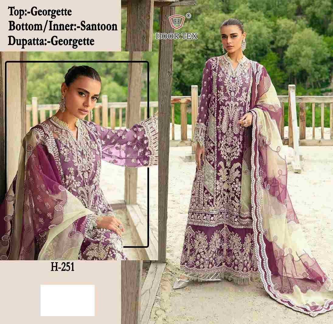 Hoor Tex Hit Design H-251 By Hoor Tex Beautiful Pakistani Suits Stylish Colorful Fancy Casual Wear & Ethnic Wear Georgette Embroidered Dresses At Wholesale Price
