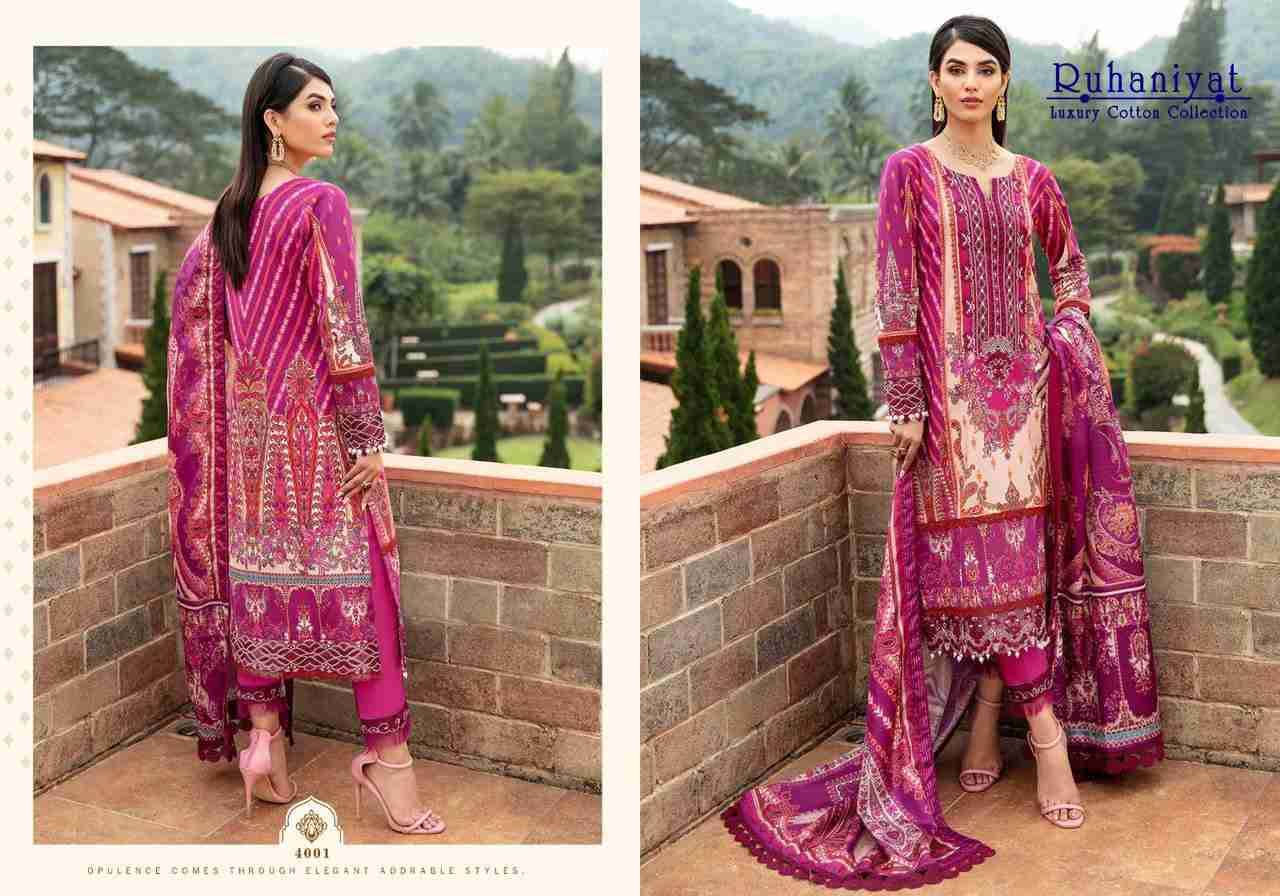 Ruhaniyat Vol-4 By Fashid Wholesale 4001 To 4006 Series Beautiful Suits Colorful Stylish Fancy Casual Wear & Ethnic Wear Pure Cotton Embroidered Dresses At Wholesale Price