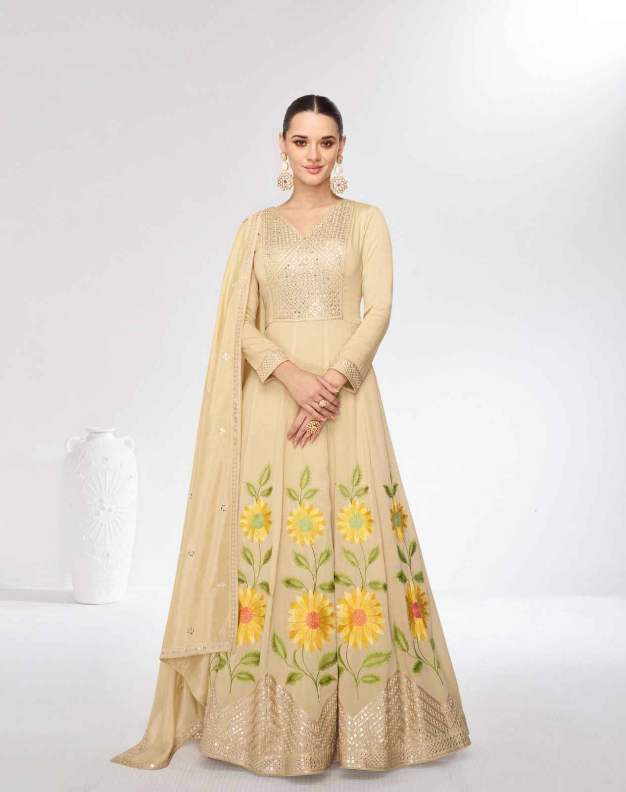 Marigold By Aashirwad Creation 9978 To 9979 Series Designer Stylish Fancy Colorful Beautiful Party Wear & Ethnic Wear Collection Premium Silk Gowns With Bottom At Wholesale Price