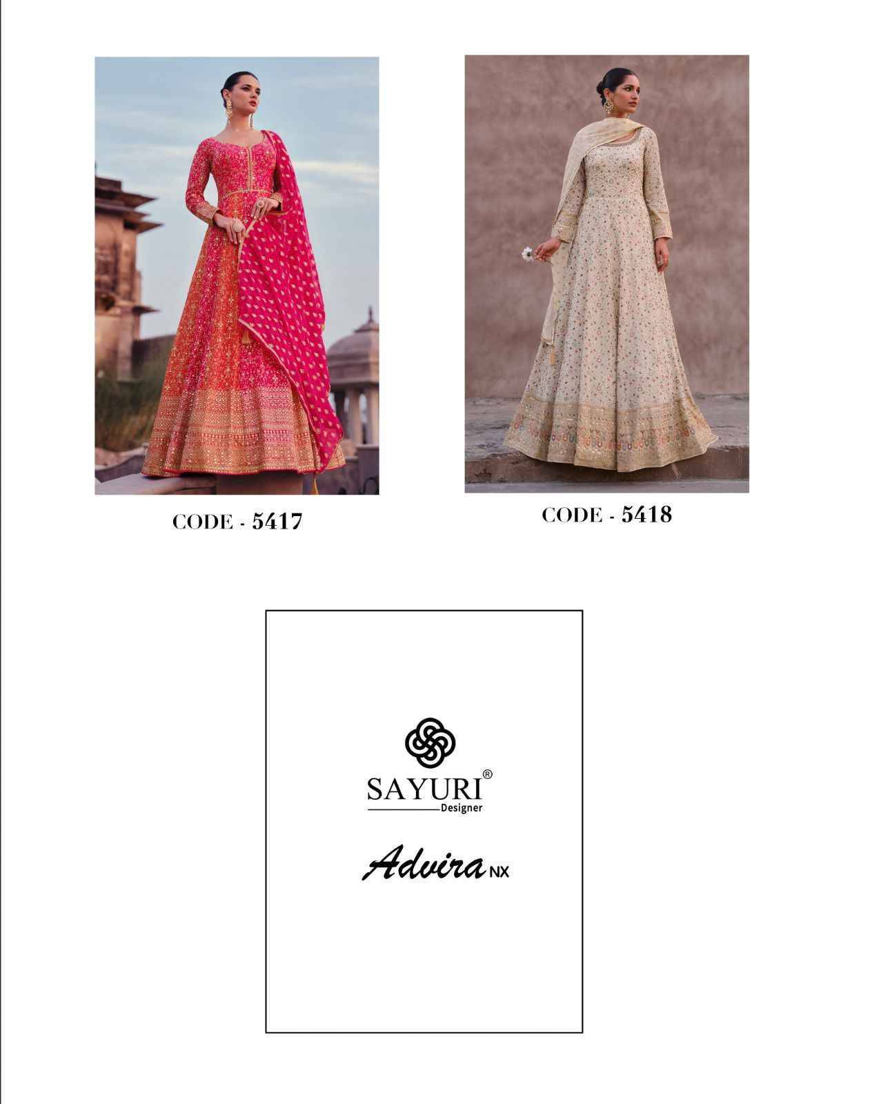 Advira Nx By Sayuri 5417 To 5418 Series Beautiful Stylish Fancy Colorful Casual Wear & Ethnic Wear Georgette Gowns With Dupatta At Wholesale Price