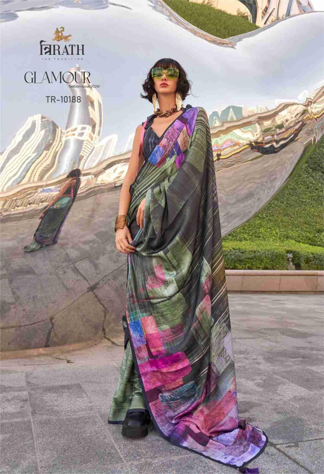Glamour By Trirath 10181 To 10191 Series Indian Traditional Wear Collection Beautiful Stylish Fancy Colorful Party Wear & Occasional Wear Swiss Satin Sarees At Wholesale Price
