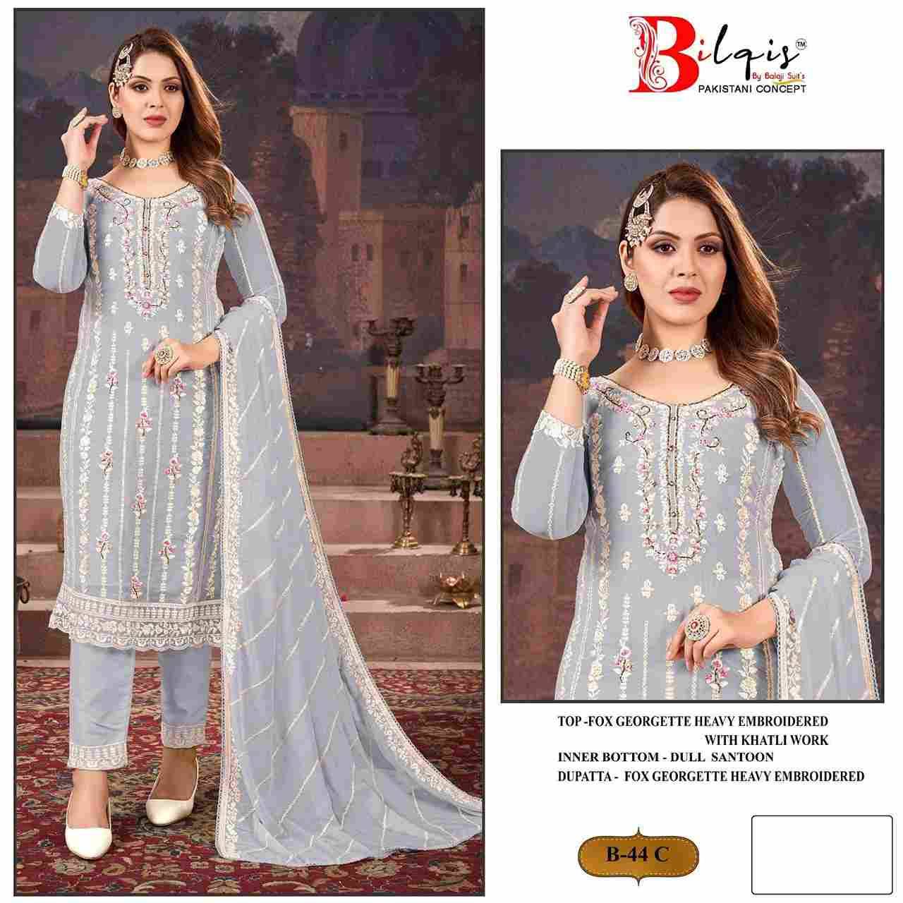 Bilqis 44 Colours By Bilqis 44-A To 44-D Series Beautiful Pakistani Suits Stylish Fancy Colorful Party Wear & Occasional Wear Faux Georgette Embroidery Dresses At Wholesale Price
