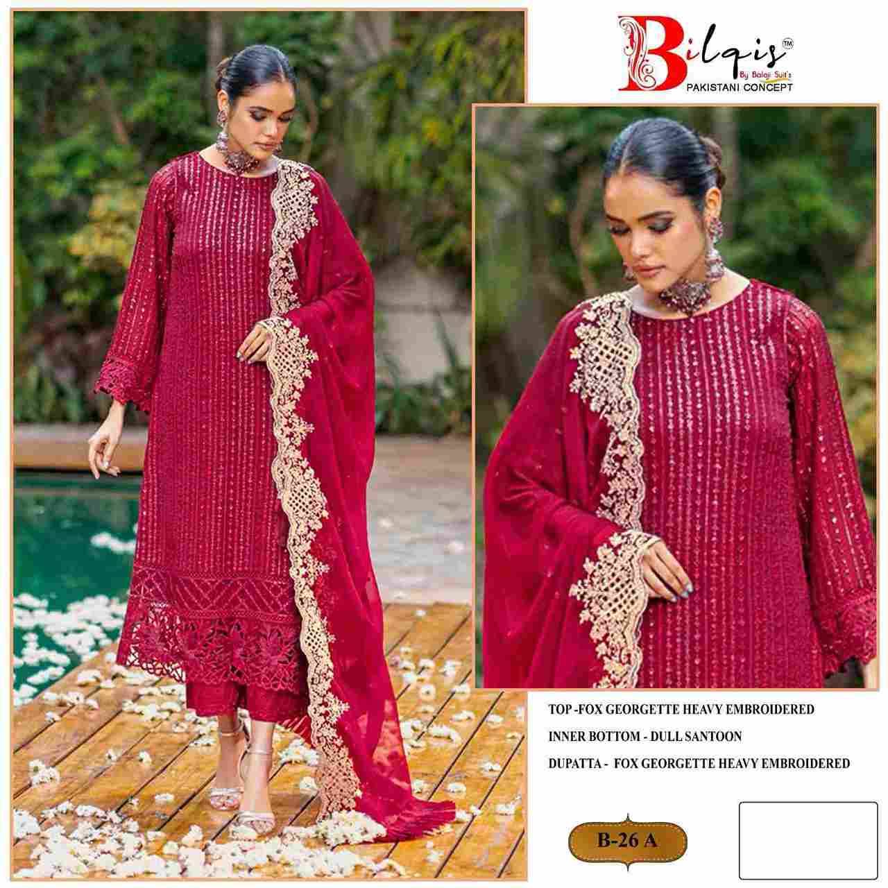 Bilqis 26 Colours By Bilqis 26-A To 26-B Series Beautiful Pakistani Suits Stylish Fancy Colorful Party Wear & Occasional Wear Faux Georgette Embroidery Dresses At Wholesale Price