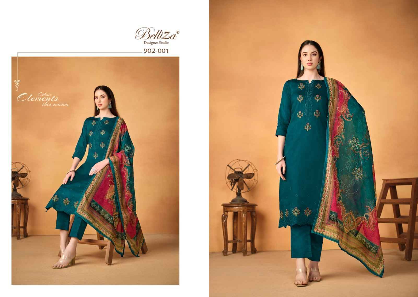 Jashn-E-Ishq Vol-5 By Belliza 902-001 To 902-006 Series Beautiful Stylish Festive Suits Fancy Colorful Casual Wear & Ethnic Wear & Ready To Wear Pure Jam Cotton Dresses At Wholesale Price