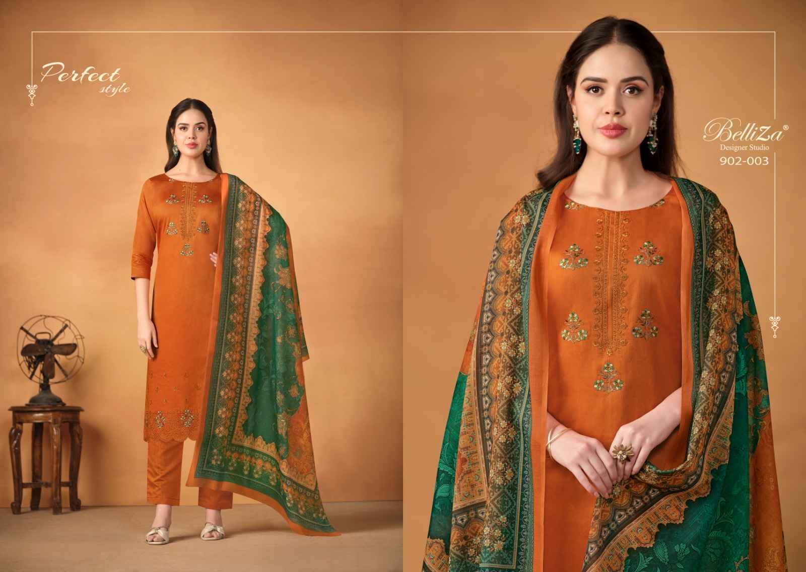Jashn-E-Ishq Vol-5 By Belliza 902-001 To 902-006 Series Beautiful Stylish Festive Suits Fancy Colorful Casual Wear & Ethnic Wear & Ready To Wear Pure Jam Cotton Dresses At Wholesale Price