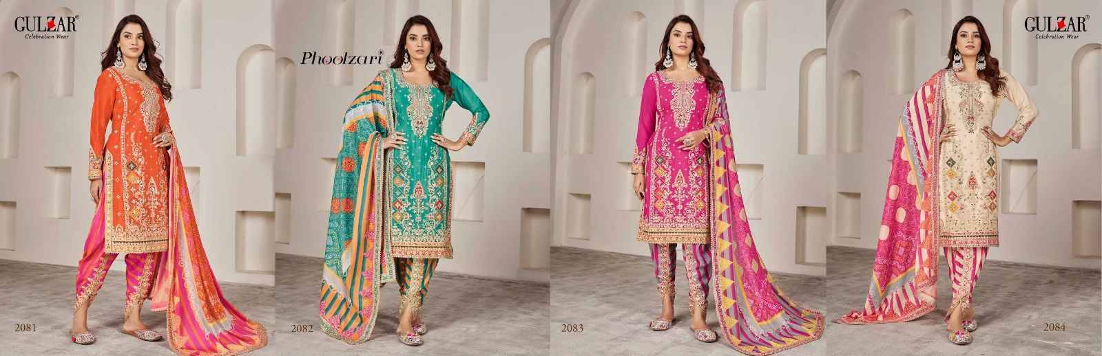 Phoolzari By Gulzar 2081 To 2084 Series Beautiful Festive Suits Colorful Stylish Fancy Casual Wear & Ethnic Wear Chinnon Dresses At Wholesale Price