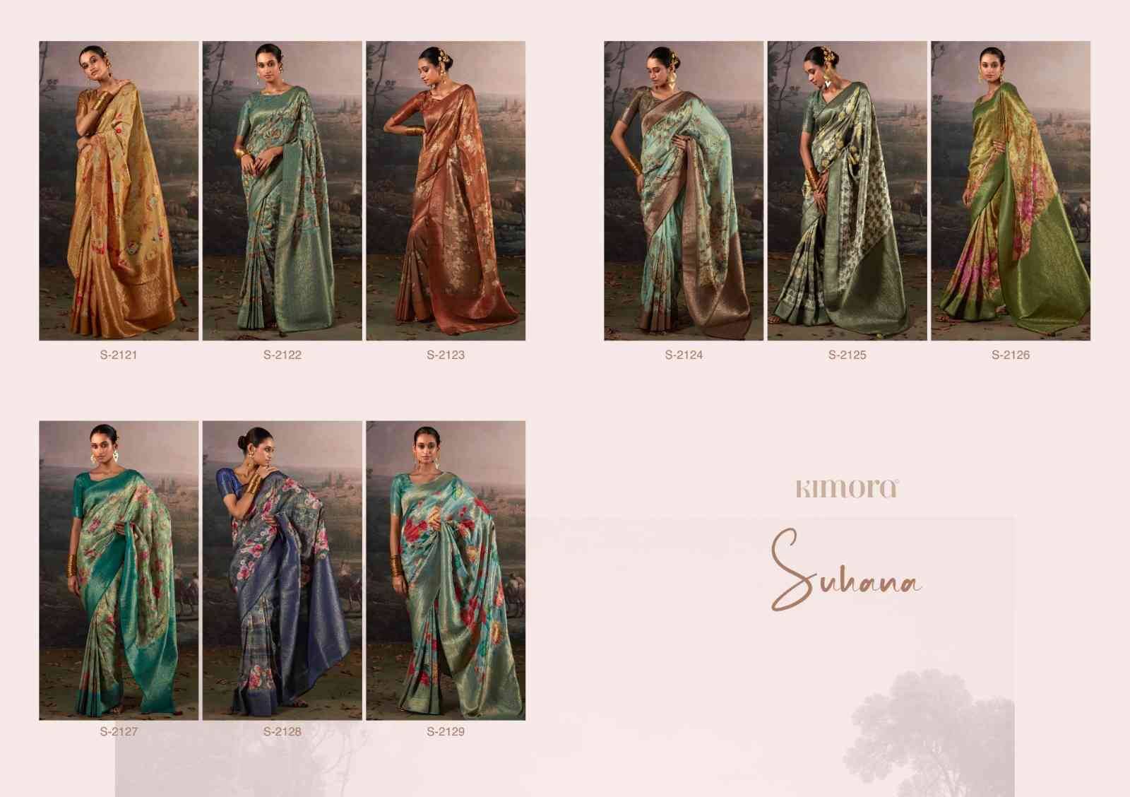 Suhana By Kimora Fashion 2121 To 2129 Series Indian Traditional Wear Collection Beautiful Stylish Fancy Colorful Party Wear & Occasional Wear Silk Sarees At Wholesale Price