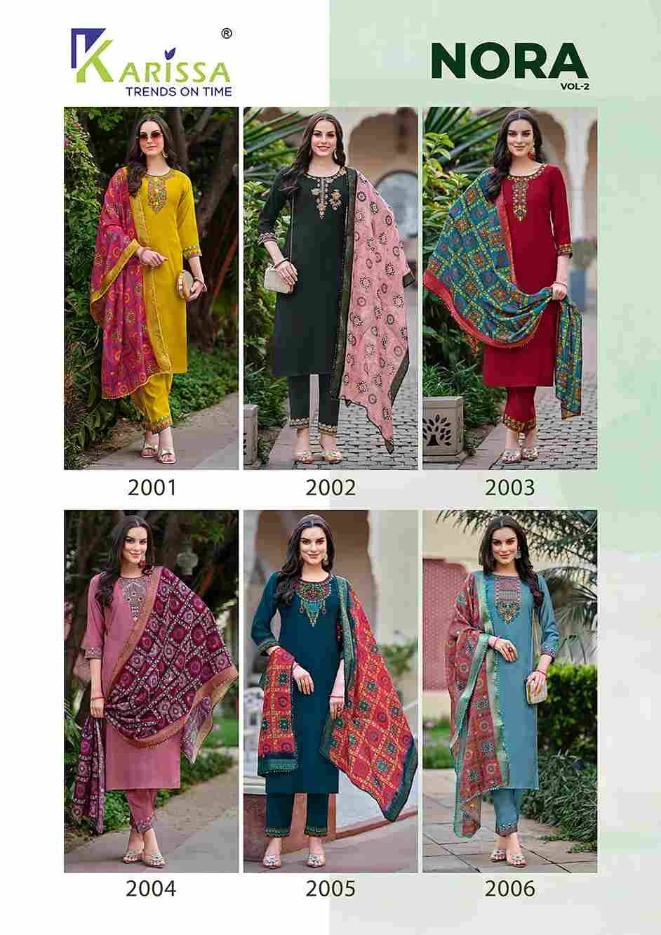 Nora Vol-2 By Karrisa 2001 To 2006 Series Beautiful Stylish Festive Suits Fancy Colorful Casual Wear & Ethnic Wear & Ready To Wear Pure Viscose Dresses At Wholesale Price