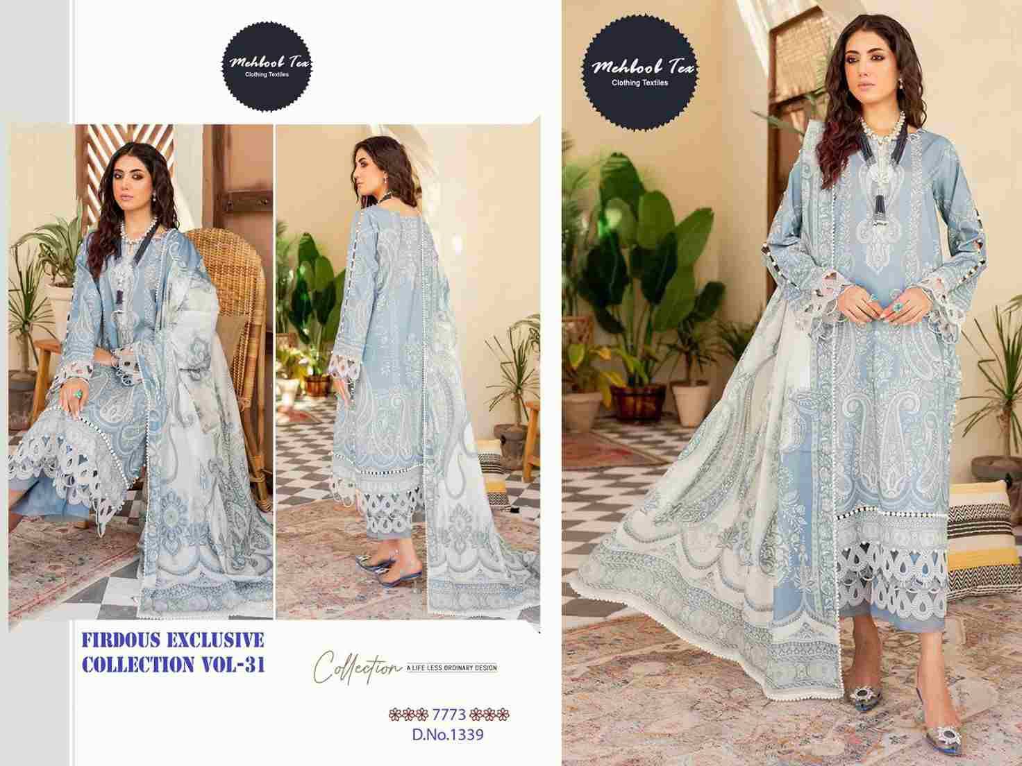 Firdous Exclusive Collection Vol-31 By Mehboob Tex 1339 To 1340 Series Beautiful Pakistani Suits Stylish Fancy Colorful Party Wear & Occasional Wear Pure Cotton Print With Work Dresses At Wholesale Price