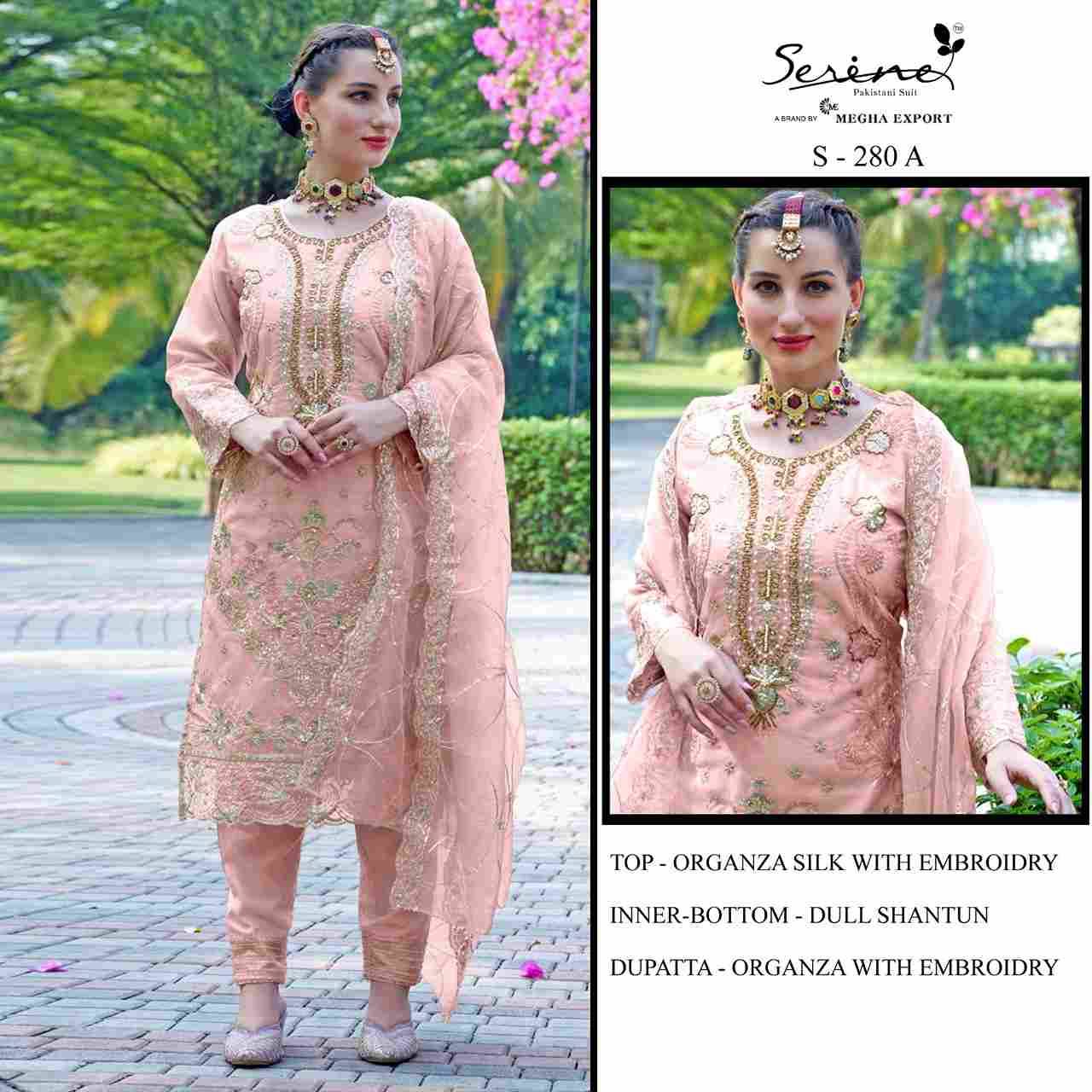 Serene Hit Design S-280 Colours By Serene S-280-A To S-280-D Series Designer Pakistani Suits Beautiful Fancy Colorful Stylish Party Wear & Occasional Wear Organza Silk Embroidered Dresses At Wholesale Price