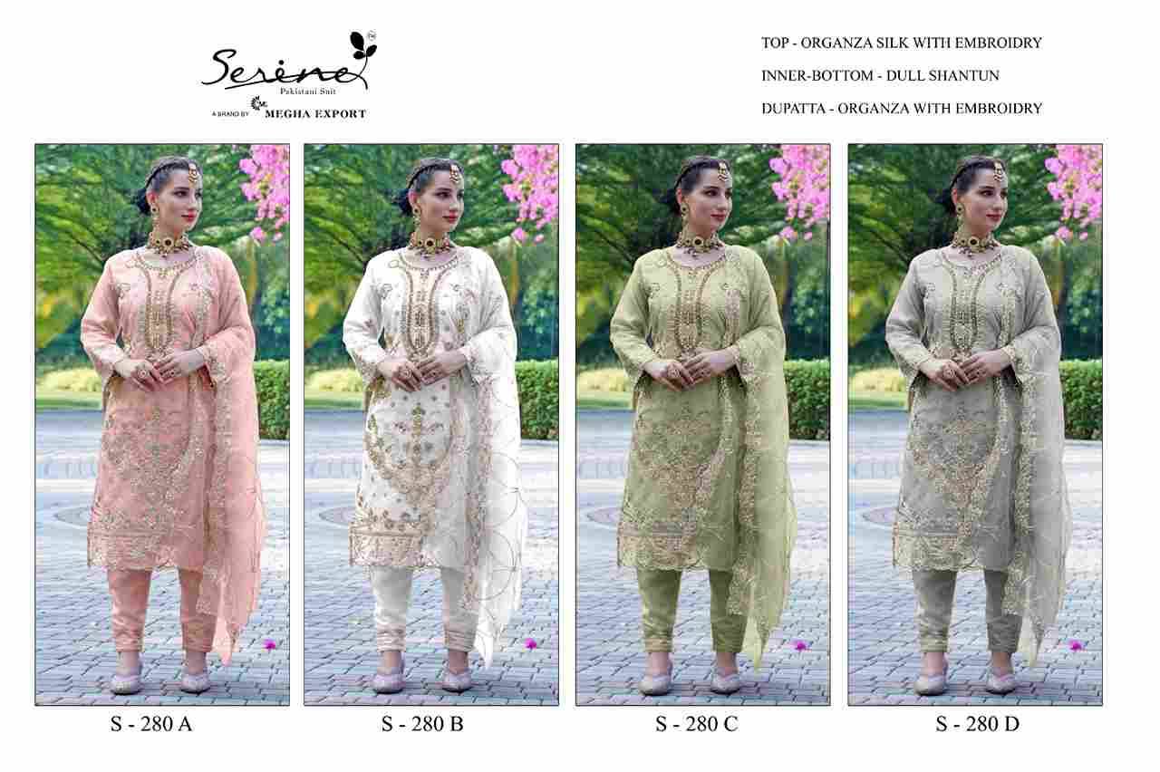 Serene Hit Design S-280 Colours By Serene S-280-A To S-280-D Series Designer Pakistani Suits Beautiful Fancy Colorful Stylish Party Wear & Occasional Wear Organza Silk Embroidered Dresses At Wholesale Price