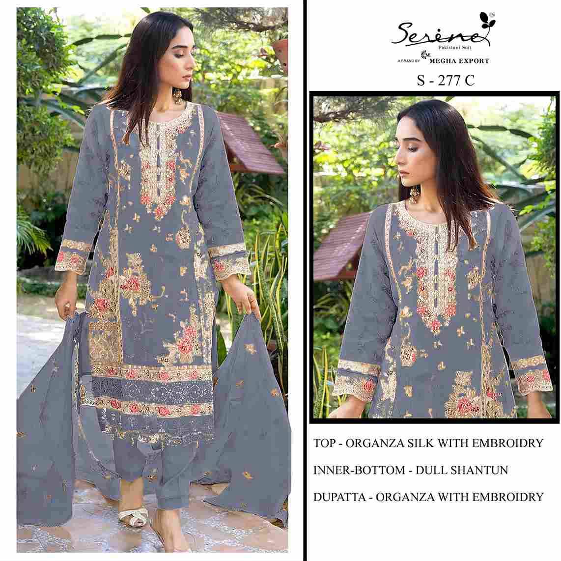Serene Hit Design S-277 Colours By Serene S-277-A To S-277-D Series Designer Pakistani Suits Beautiful Fancy Colorful Stylish Party Wear & Occasional Wear Organza Silk Embroidered Dresses At Wholesale Price