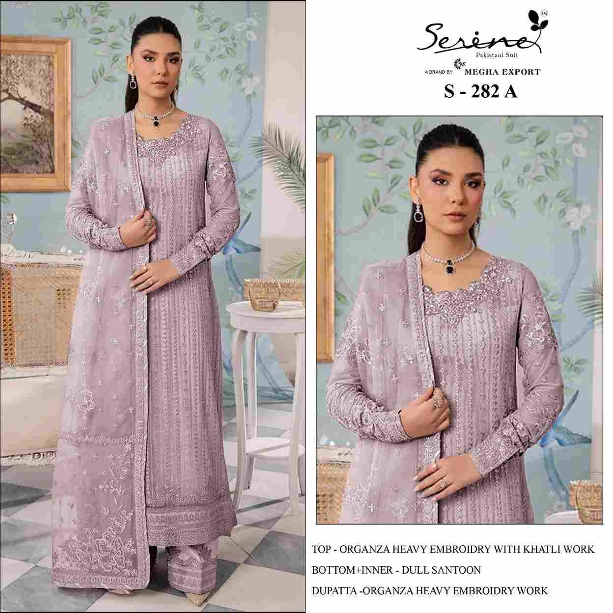 Serene Hit Design S-282 Colours By Serene S-282-A To S-282-D Series Designer Pakistani Suits Beautiful Fancy Colorful Stylish Party Wear & Occasional Wear Organza Embroidered Dresses At Wholesale Price