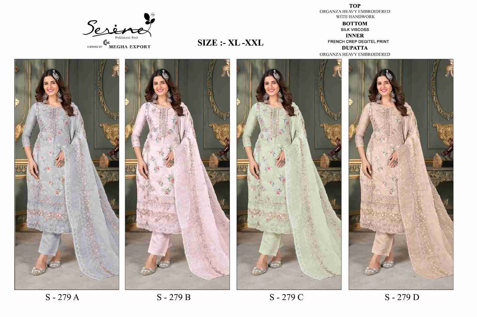 Serene Hit Design S-279 Colours By Serene S-279-A To S-279-D Series Designer Pakistani Suits Beautiful Fancy Colorful Stylish Party Wear & Occasional Wear Organza Embroidered Dresses At Wholesale Price