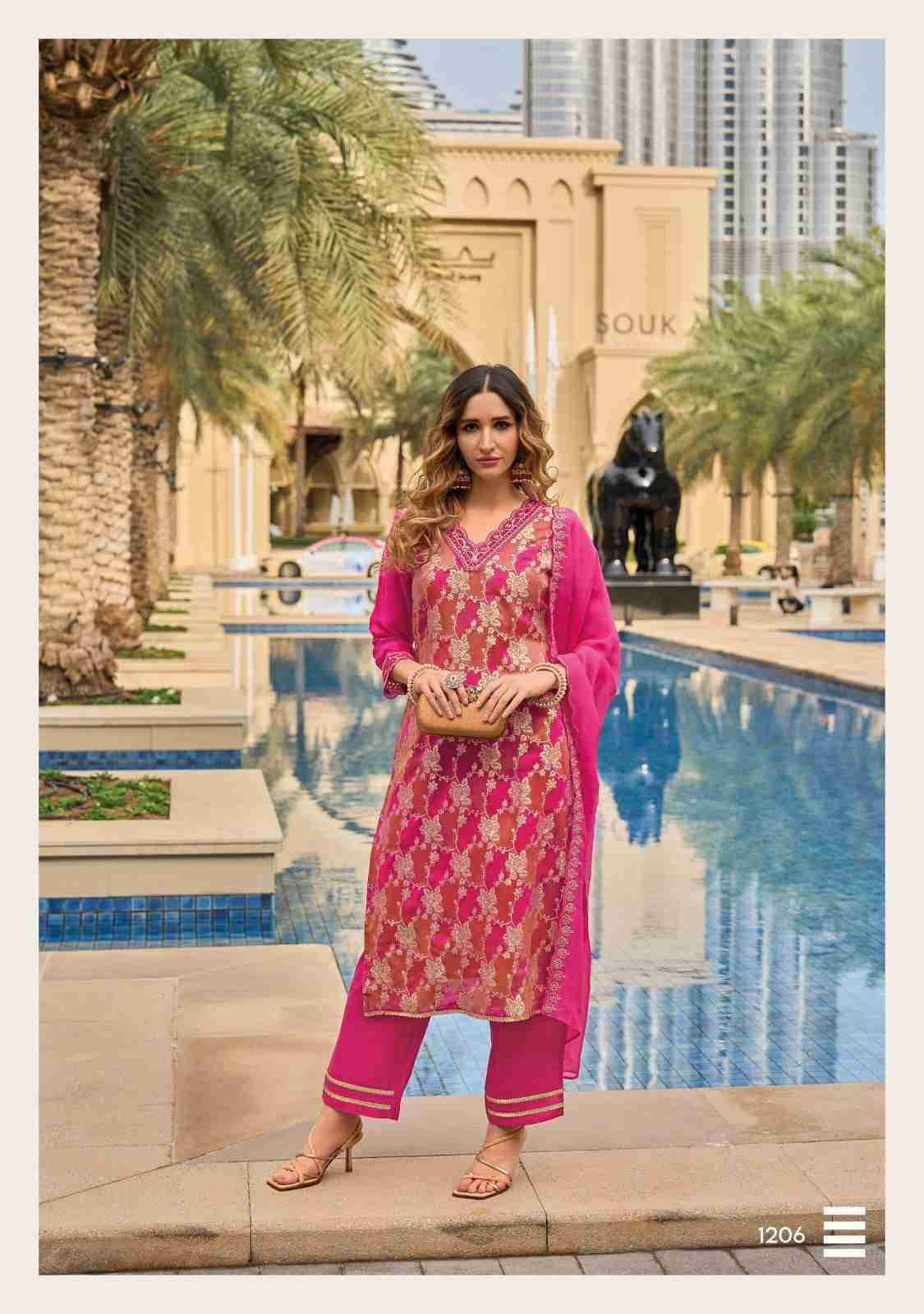 Shimmer By Lady Leela 1201 To 1206 Series Beautiful Festive Suits Colorful Stylish Fancy Casual Wear & Ethnic Wear Pure Viscose Jacquard Dresses At Wholesale Price