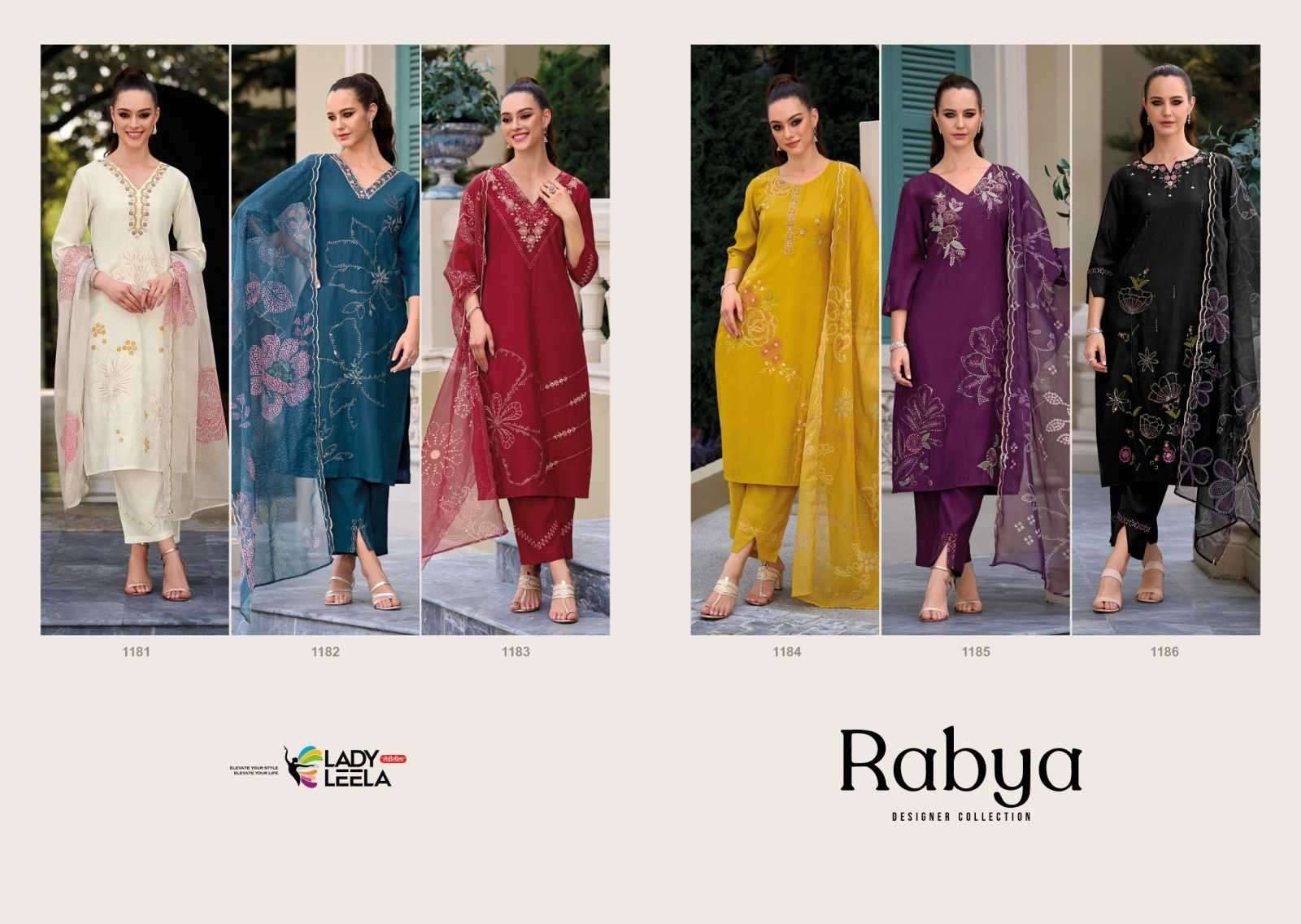 Rabya By Lady Leela 1181 To 1186 Series Beautiful Festive Suits Colorful Stylish Fancy Casual Wear & Ethnic Wear Pure Viscose Silk Dresses At Wholesale Price