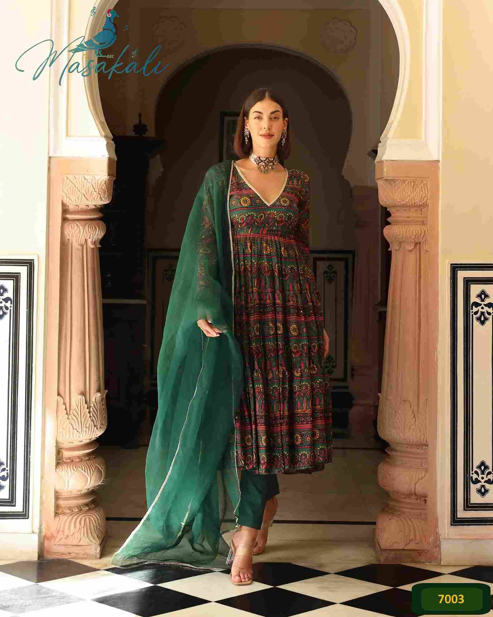 Masakali Vol-7 By Masakali 7001 To 7004 Series Beautiful Stylish Fancy Colorful Casual Wear & Ethnic Wear Soft Muslin Silk Gowns With Dupatta At Wholesale Price