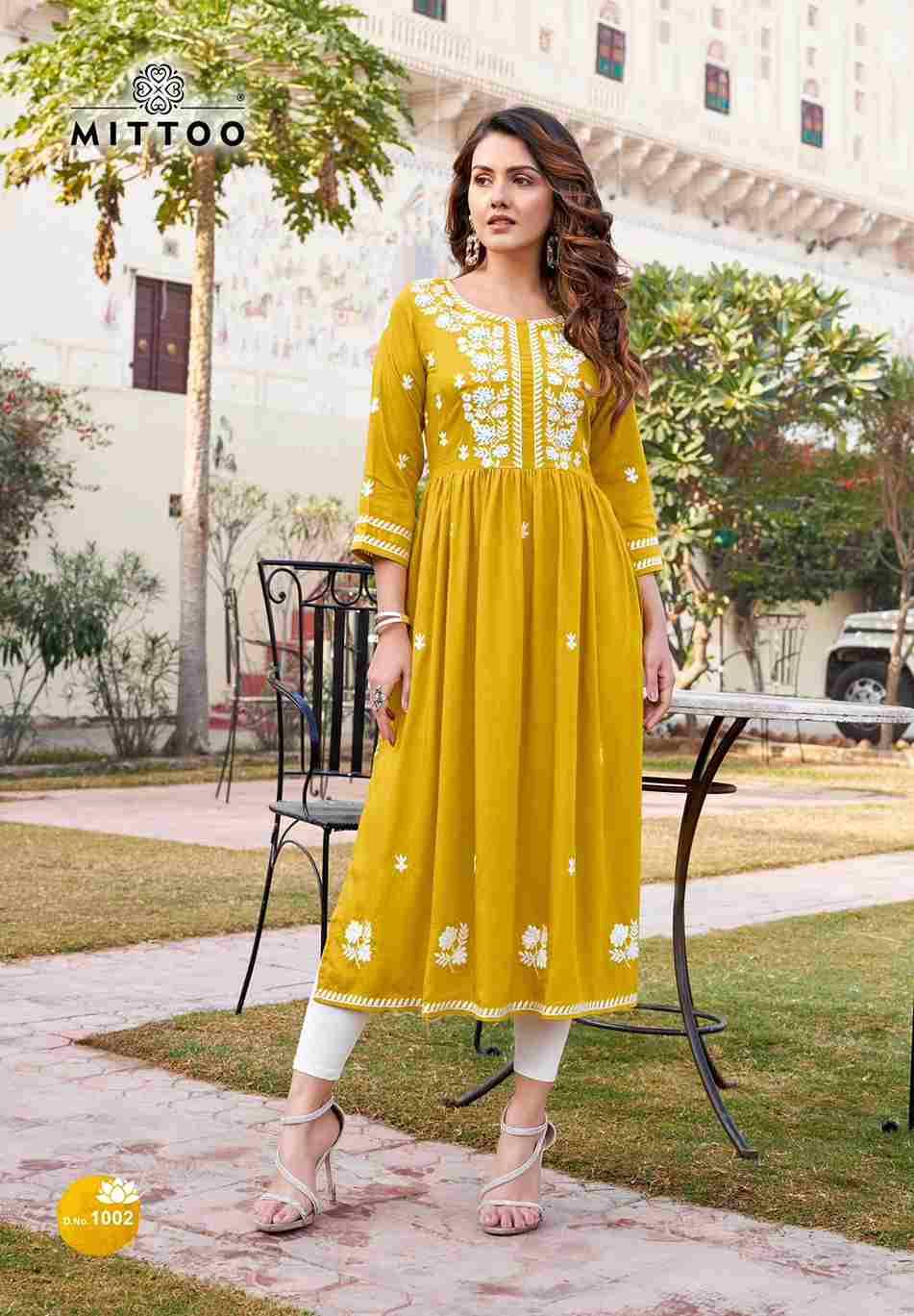 Paaneri By Mittoo 1001 To 1004 Series Designer Stylish Fancy Colorful Beautiful Party Wear & Ethnic Wear Collection Rayon Kurtis At Wholesale Price