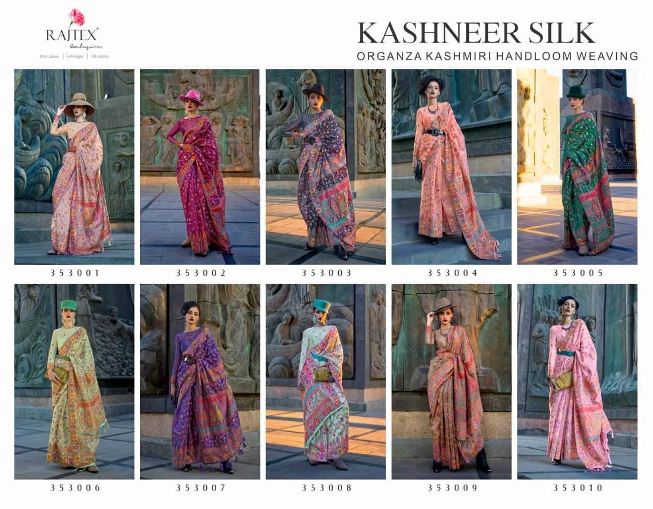 Kashneer Silk By Raj Tex 353003 To 353010 Series Indian Traditional Wear Collection Beautiful Stylish Fancy Colorful Party Wear & Occasional Wear Kashmiri Silk Sarees At Wholesale Price