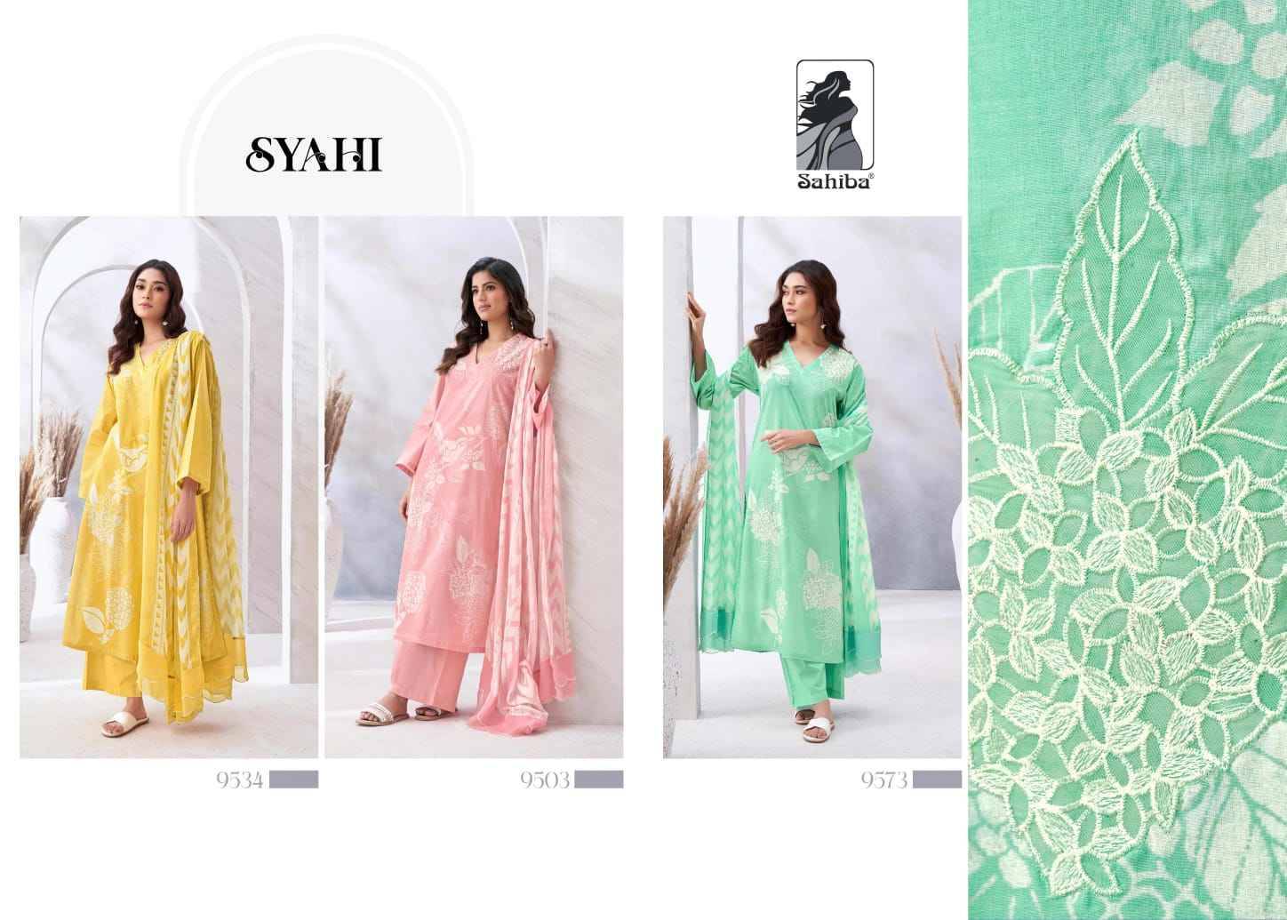 Syahi By Sahiba Fabrics Beautiful Festive Suits Colorful Stylish Fancy Casual Wear & Ethnic Wear Pure Lawn Cotton Print Dresses At Wholesale Price