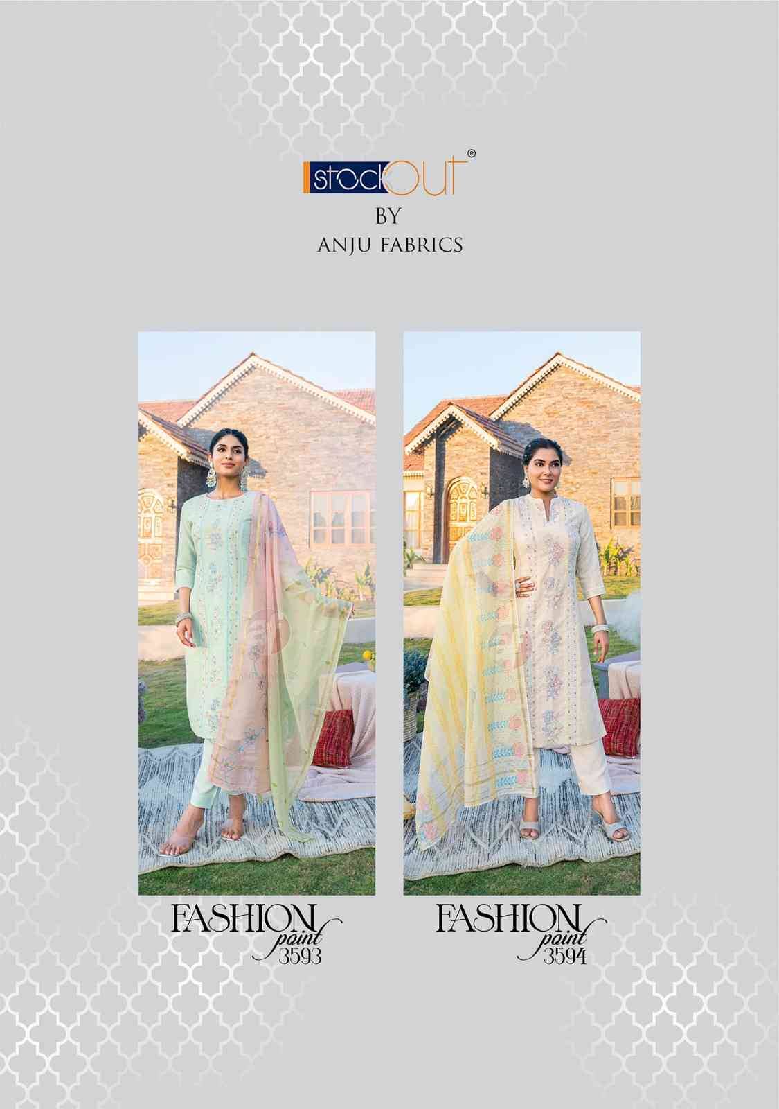 Fashion Point Vol-2 By Anju Fabrics 3591 To 3594 Series Beautiful Festive Suits Colorful Stylish Fancy Casual Wear & Ethnic Wear Pure Cotton Jacquard Dresses At Wholesale Price