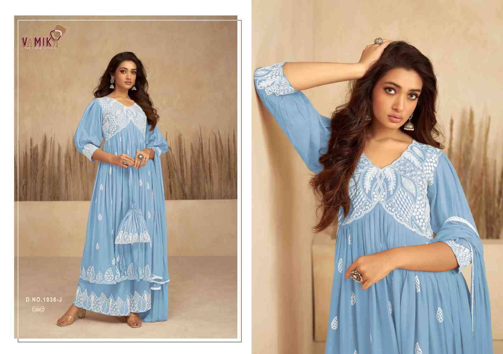 Lakhnavi Vol-7 Silver By Vamika 1038-F To 1038-J Series Beautiful Stylish Sharara Suits Fancy Colorful Casual Wear & Ethnic Wear & Ready To Wear Pure Rayon Printed Dresses At Wholesale Price