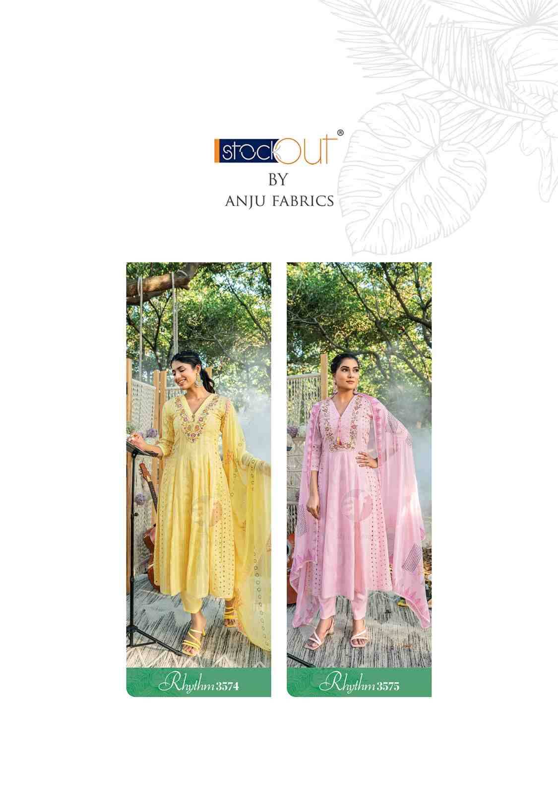 Rhythm By Anju Fabrics 3571 To 3575 Series Beautiful Festive Suits Stylish Fancy Colorful Casual Wear & Ethnic Wear Cotton Dresses At Wholesale Price