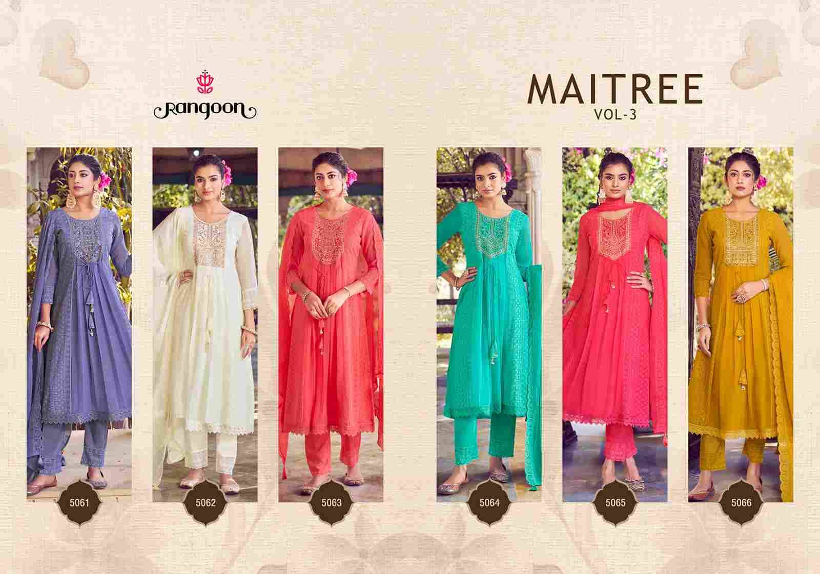Maitree Vol-3 By Rangoon 5061 To 5066 Series Beautiful Festive Suits Stylish Colorful Fancy Casual Wear & Ethnic Wear Silk Georgette Embroidered Dresses At Wholesale Price
