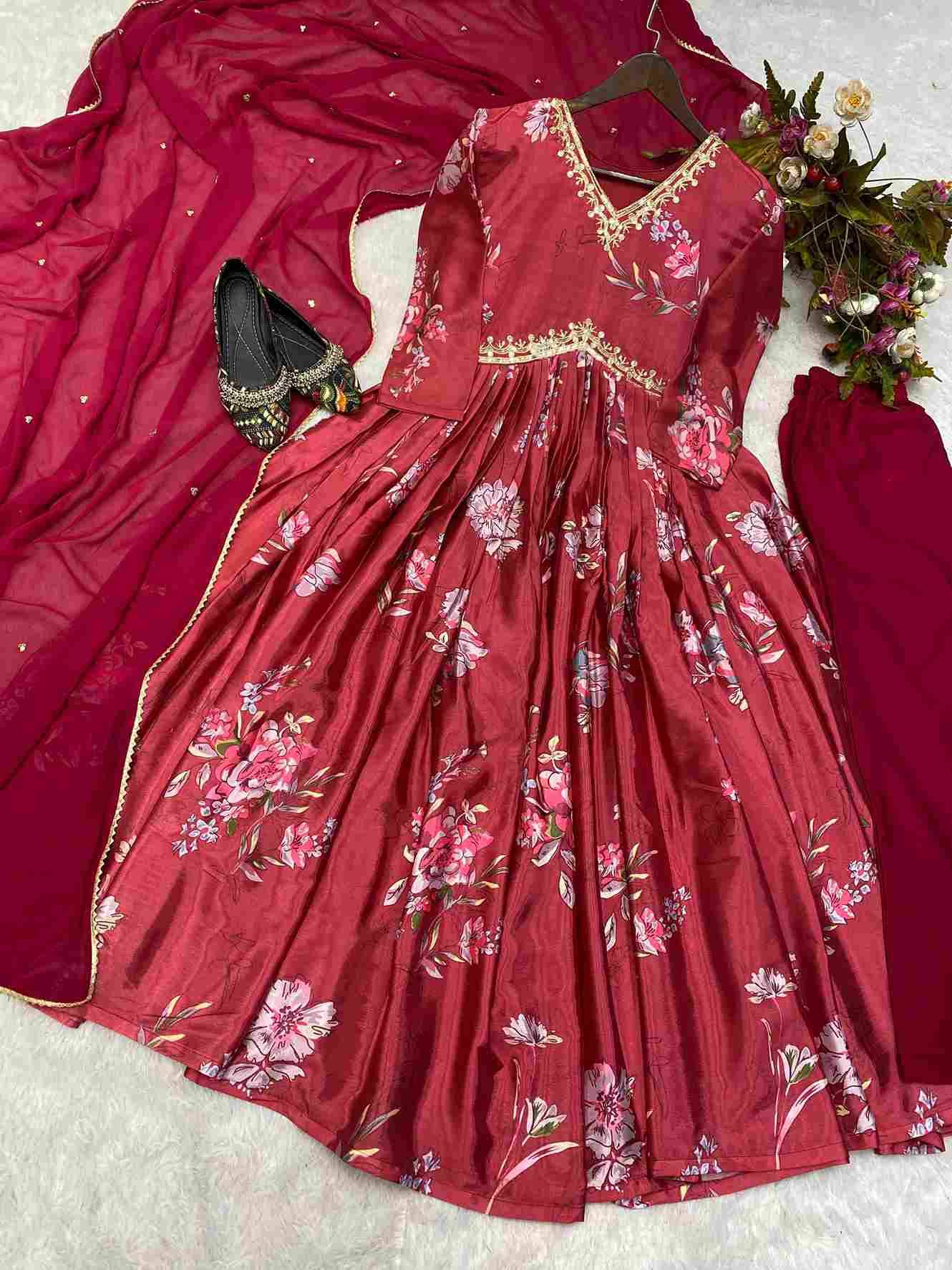 L-1808 By Fashid Wholesale Beautiful Stylish Suits Fancy Colorful Casual Wear & Ethnic Wear & Ready To Wear Chinnon Dresses At Wholesale Price