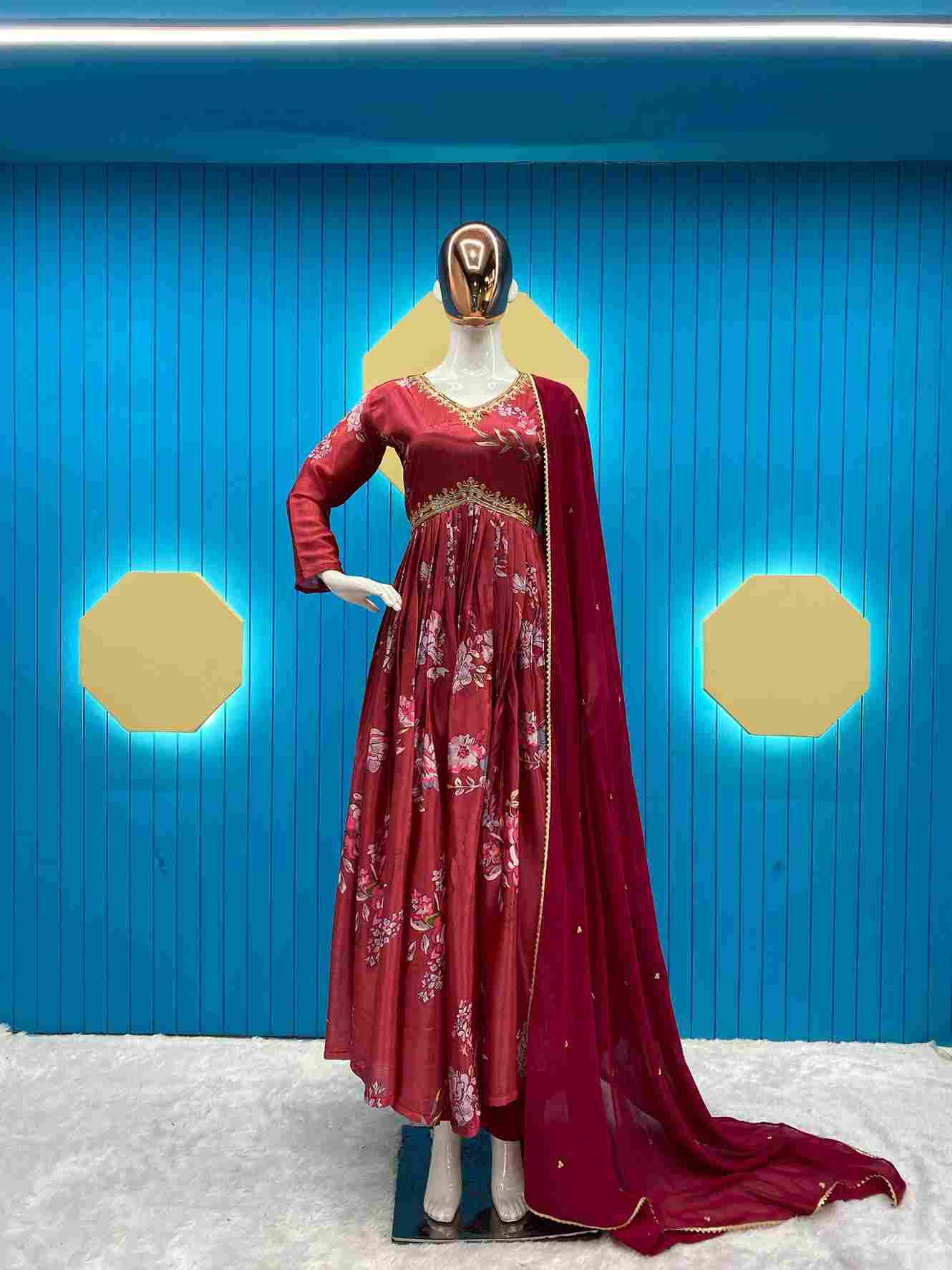 L-1808 By Fashid Wholesale Beautiful Stylish Suits Fancy Colorful Casual Wear & Ethnic Wear & Ready To Wear Chinnon Dresses At Wholesale Price