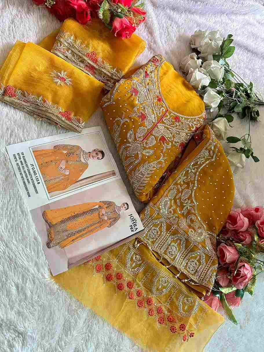 Johra Hit Design 135-B By Johra Tex Pakistani Suits Beautiful Fancy Colorful Stylish Party Wear & Occasional Wear Georgette Embroidery Dresses At Wholesale Price