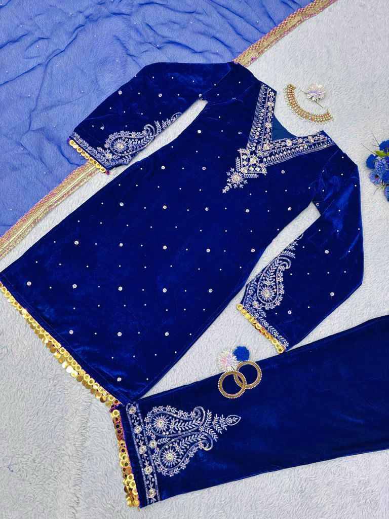 K-5630 By Fashid Wholesale 01 To 02 Series Beautiful Festive Suits Fancy Colorful Casual Wear & Ethnic Wear & Ready To Wear Viscose Velvet Dresses At Wholesale Price