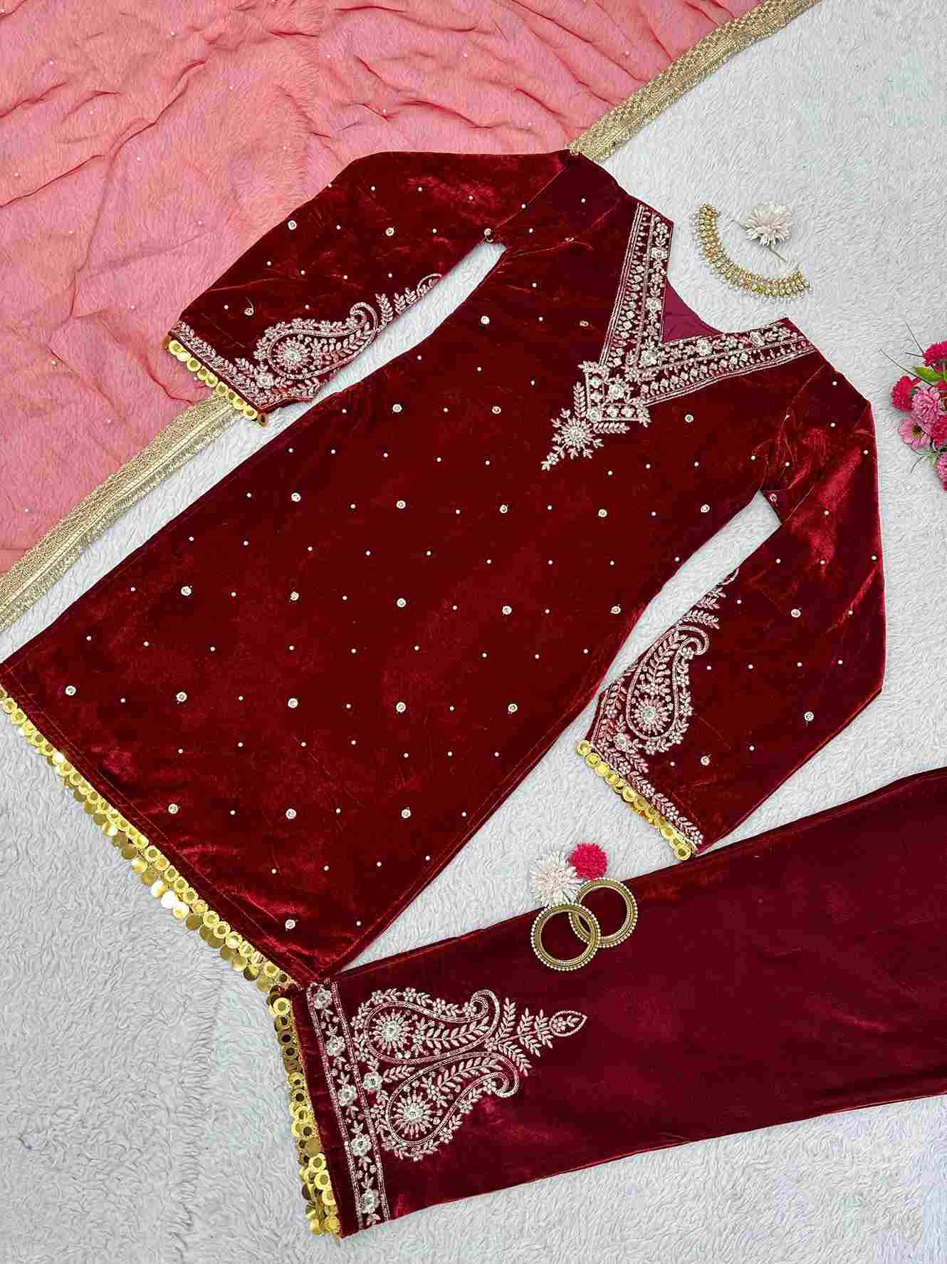 K-5630 By Fashid Wholesale 01 To 02 Series Beautiful Festive Suits Fancy Colorful Casual Wear & Ethnic Wear & Ready To Wear Viscose Velvet Dresses At Wholesale Price