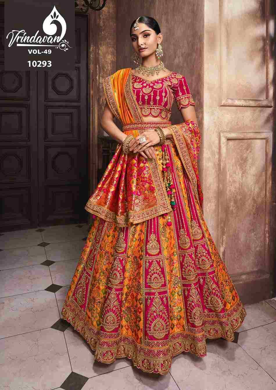 Vrindavan Vol-49 By Vrindavan 10290 To 10295 Series Designer Beautiful Wedding Collection Occasional Wear & Party Wear Fancy Lehengas At Wholesale Price