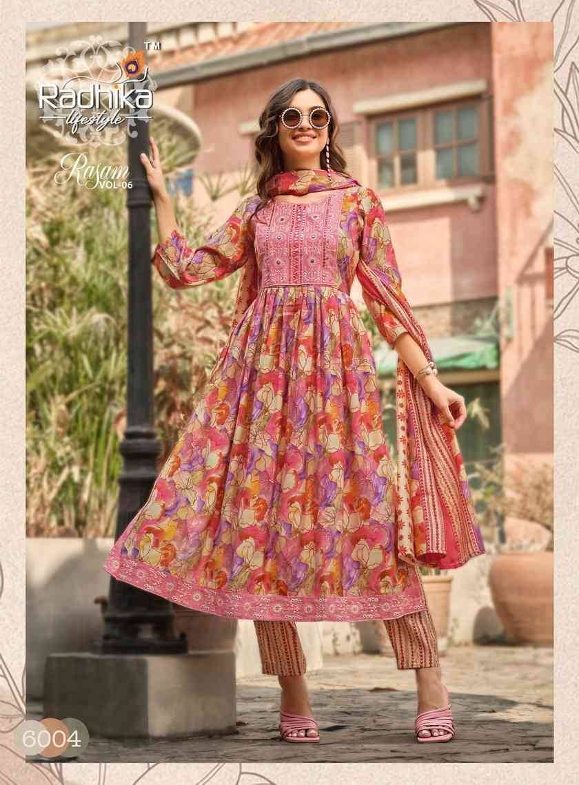 Rasam Vol-6 By Radhika Lifestyle 6001 To 6007 Series Beautiful Festive Suits Colorful Stylish Fancy Casual Wear & Ethnic Wear Pure Modal Muslin Print Dresses At Wholesale Price
