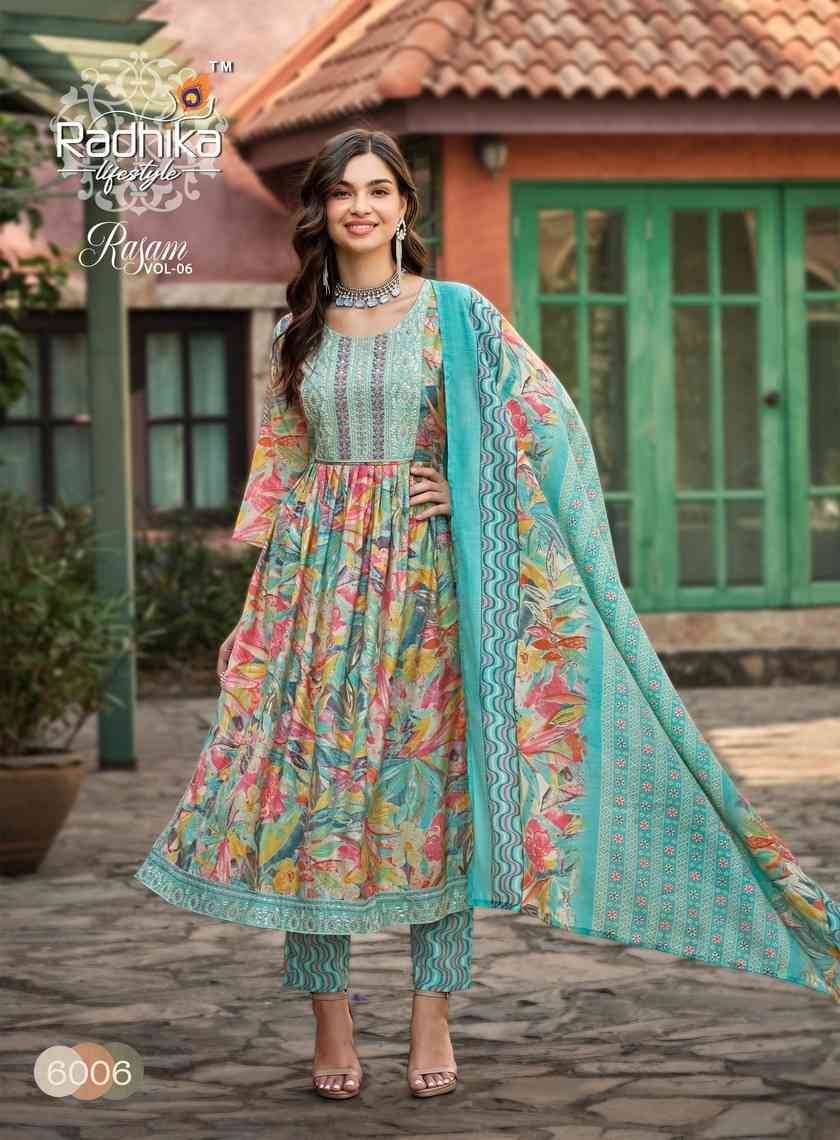 Rasam Vol-6 By Radhika Lifestyle 6001 To 6007 Series Beautiful Festive Suits Colorful Stylish Fancy Casual Wear & Ethnic Wear Pure Modal Muslin Print Dresses At Wholesale Price