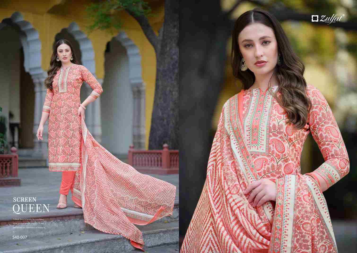 Farhana Vol-3 By Zulfat 540-001 To 540-008 Series Beautiful Festive Suits Stylish Fancy Colorful Casual Wear & Ethnic Wear Pure Cotton Print Dresses At Wholesale Price