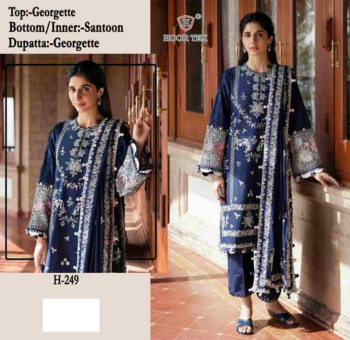 Hoor Tex Hit Design H-249 Colours By Hoor Tex H-249-A To H-249-D Series Beautiful Pakistani Suits Stylish Colorful Fancy Casual Wear & Ethnic Wear Georgette Embroidered Dresses At Wholesale Price