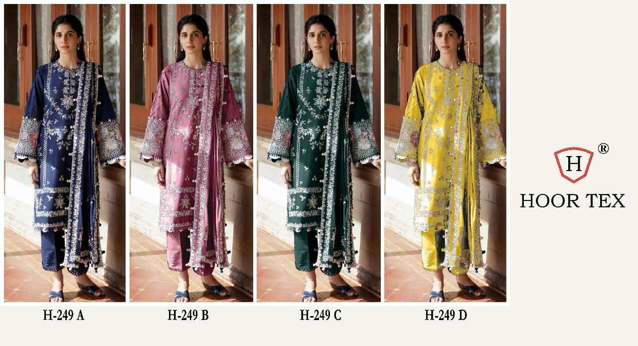 Hoor Tex Hit Design H-249 Colours By Hoor Tex H-249-A To H-249-D Series Beautiful Pakistani Suits Stylish Colorful Fancy Casual Wear & Ethnic Wear Georgette Embroidered Dresses At Wholesale Price