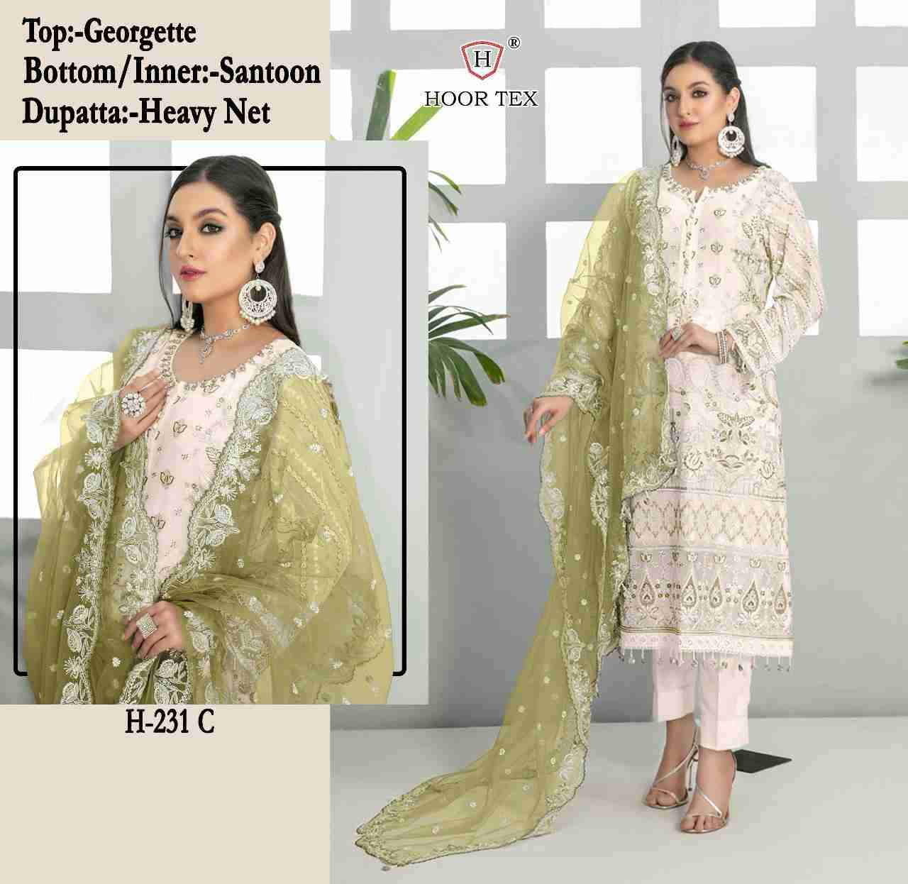Hoor Tex Hit Design H-231 Colours By Hoor Tex H-231-A To H-231-C Series Designer Festive Pakistani Suits Collection Beautiful Stylish Fancy Colorful Party Wear & Occasional Wear Georgette Embroidered Dresses At Wholesale Price