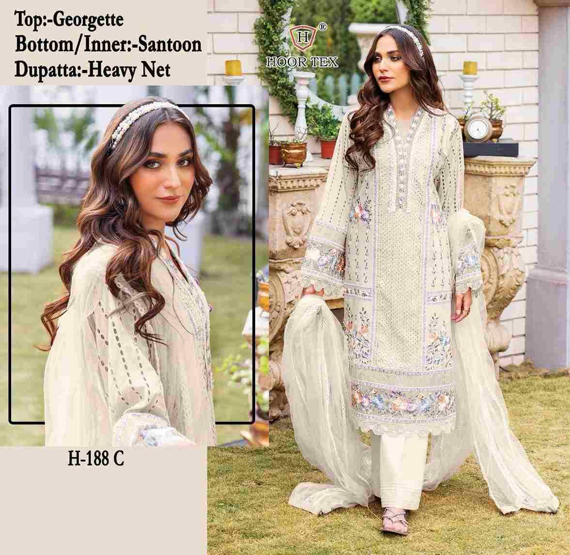 Hoor Tex Hit Design H-188 Colours By Hoor Tex H-188-A To H-188-D Series Designer Festive Pakistani Suits Collection Beautiful Stylish Fancy Colorful Party Wear & Occasional Wear Heavy Georgette Embroidered Dresses At Wholesale Price