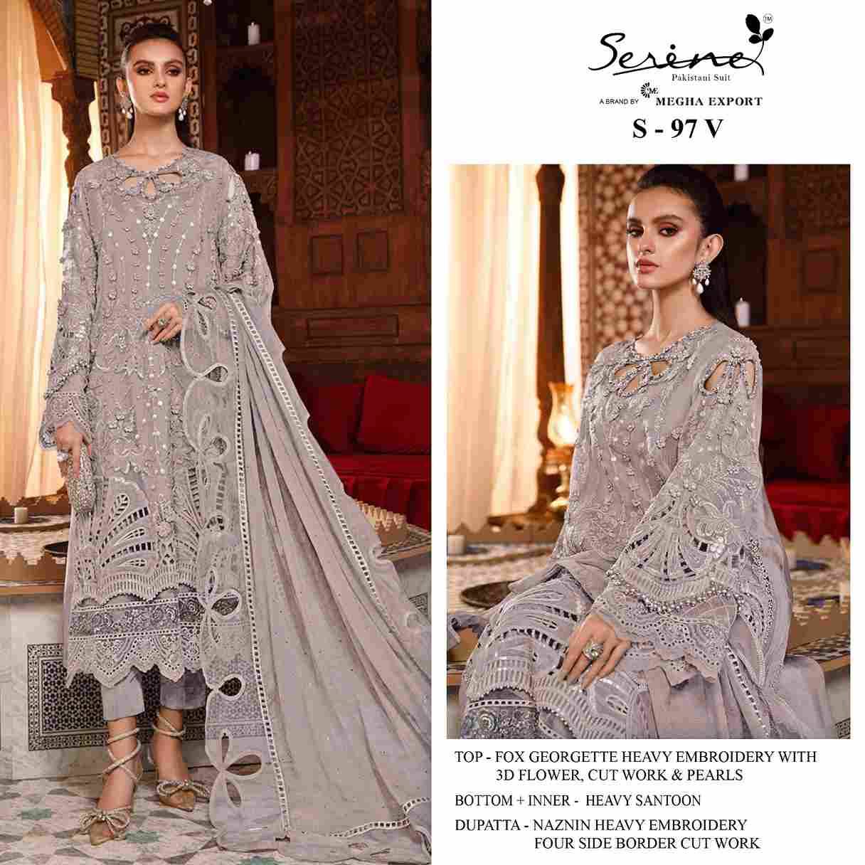 Serene Hit Design S-97 Colours Vol-5 By Serene S-97-S To S-97-V Series Designer Pakistani Suits Beautiful Fancy Colorful Stylish Party Wear & Occasional Wear Faux Georgette Embroidered Dresses At Wholesale Price