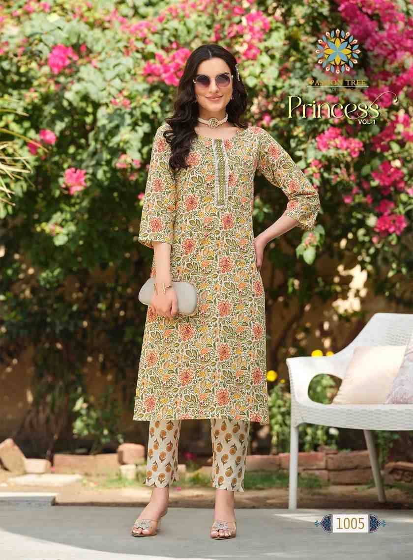 Princess Vol-1 By Passion Tree 1001 To 1008 Series Designer Stylish Fancy Colorful Beautiful Party Wear & Ethnic Wear Collection Pure Cotton Print Kurtis With Bottom At Wholesale Price