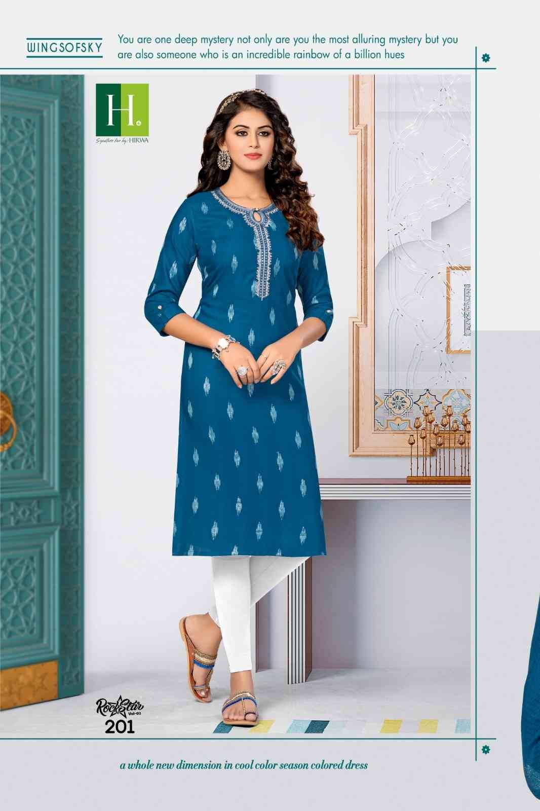 Rock Star Vol-2 By Hirwa 201 To 206 Series Designer Stylish Fancy Colorful Beautiful Party Wear & Ethnic Wear Collection Rayon Kurtis At Wholesale Price