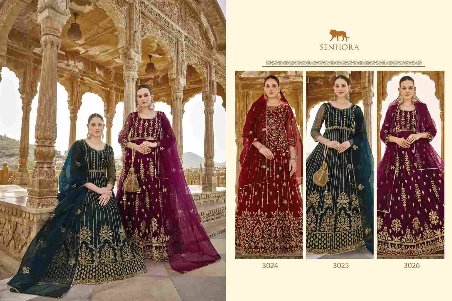 Nirjala By Senhora Dresses 3024 To 3026 Series Designer Anarkali Suits Beautiful Fancy Colorful Stylish Party Wear & Occasional Wear Pure Net Dresses At Wholesale Price