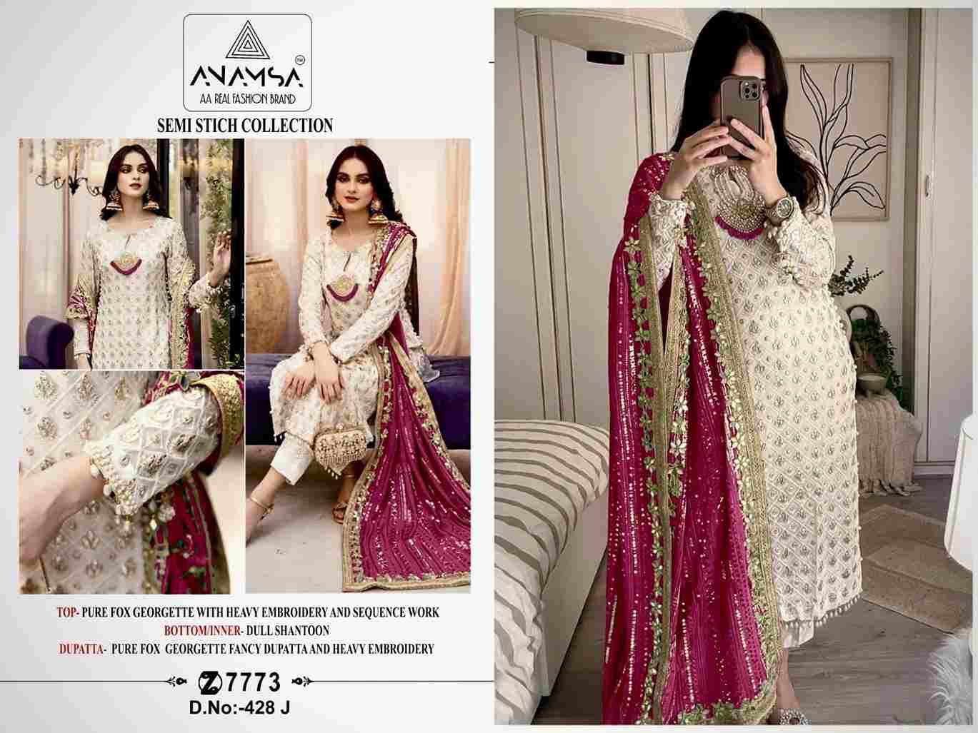 Anamsa Hit Design 428 Colours Vol-2 By Fashid Wholesale 428-F To 428-J Series Beautiful Pakistani Suits Colorful Stylish Fancy Casual Wear & Ethnic Wear Pure Faux Georgette Embroidered Dresses At Wholesale Price