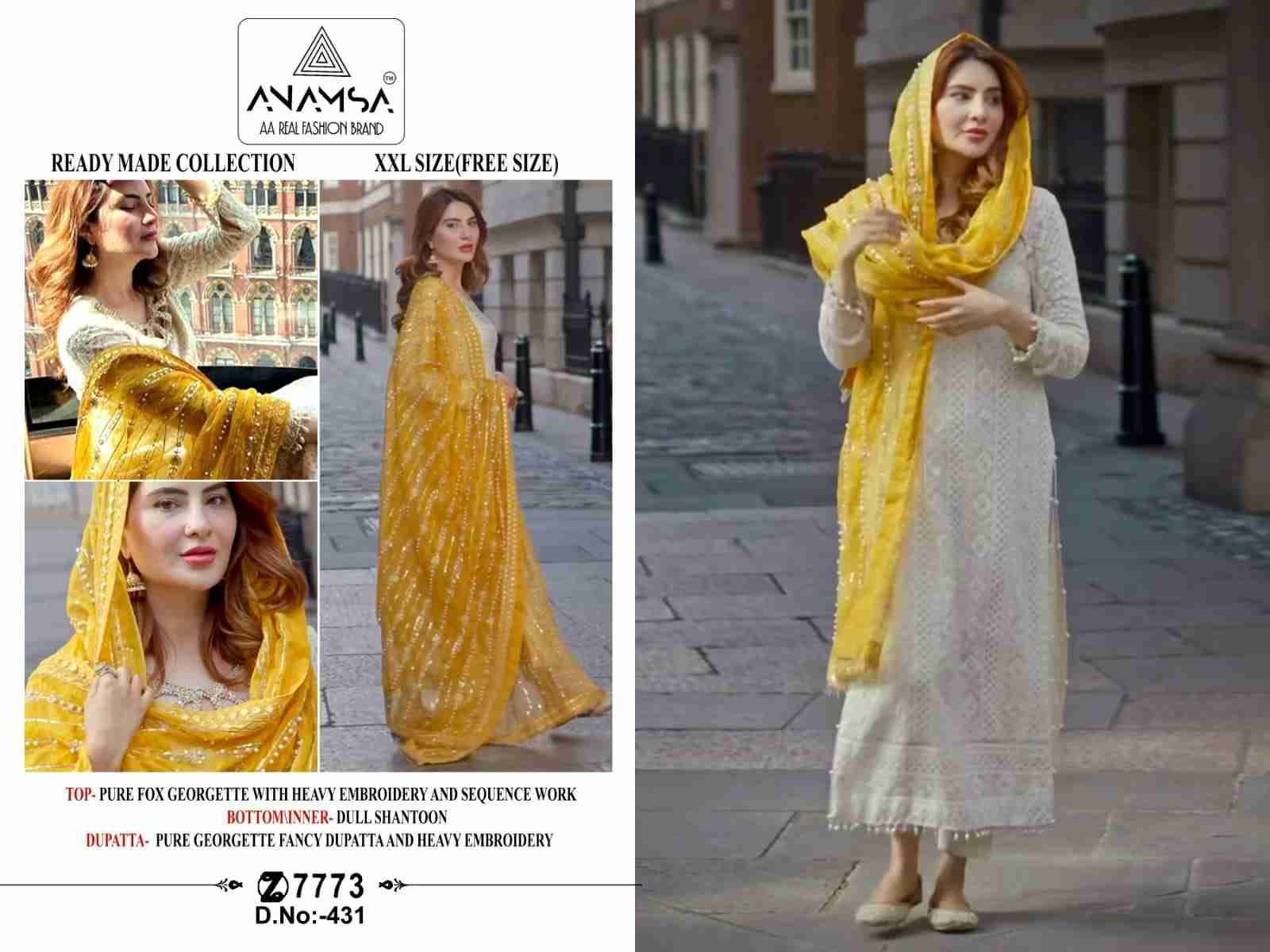 Anamsa Hit Design 431 By Fashid Wholesale Beautiful Pakistani Suits Colorful Stylish Fancy Casual Wear & Ethnic Wear Pure Faux Georgette Embroidered Dresses At Wholesale Price