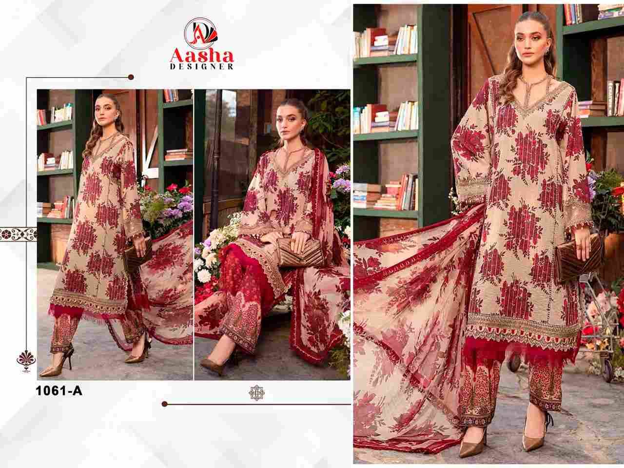 M Prints Vol-11 By Aasha Designer 1061-A To 1061-B Series Pakistani Traditional Wear Collection Beautiful Stylish Fancy Colorful Party Wear & Occasional Wear Pure Cotton Embroidered Dresses At Wholesale Price